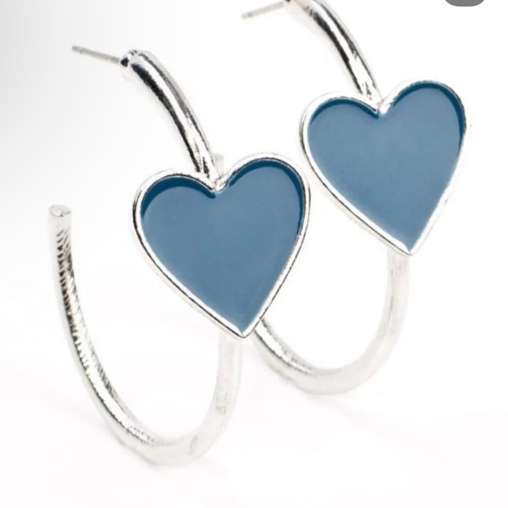 paparazzi Blue Heart Hoop Earrings